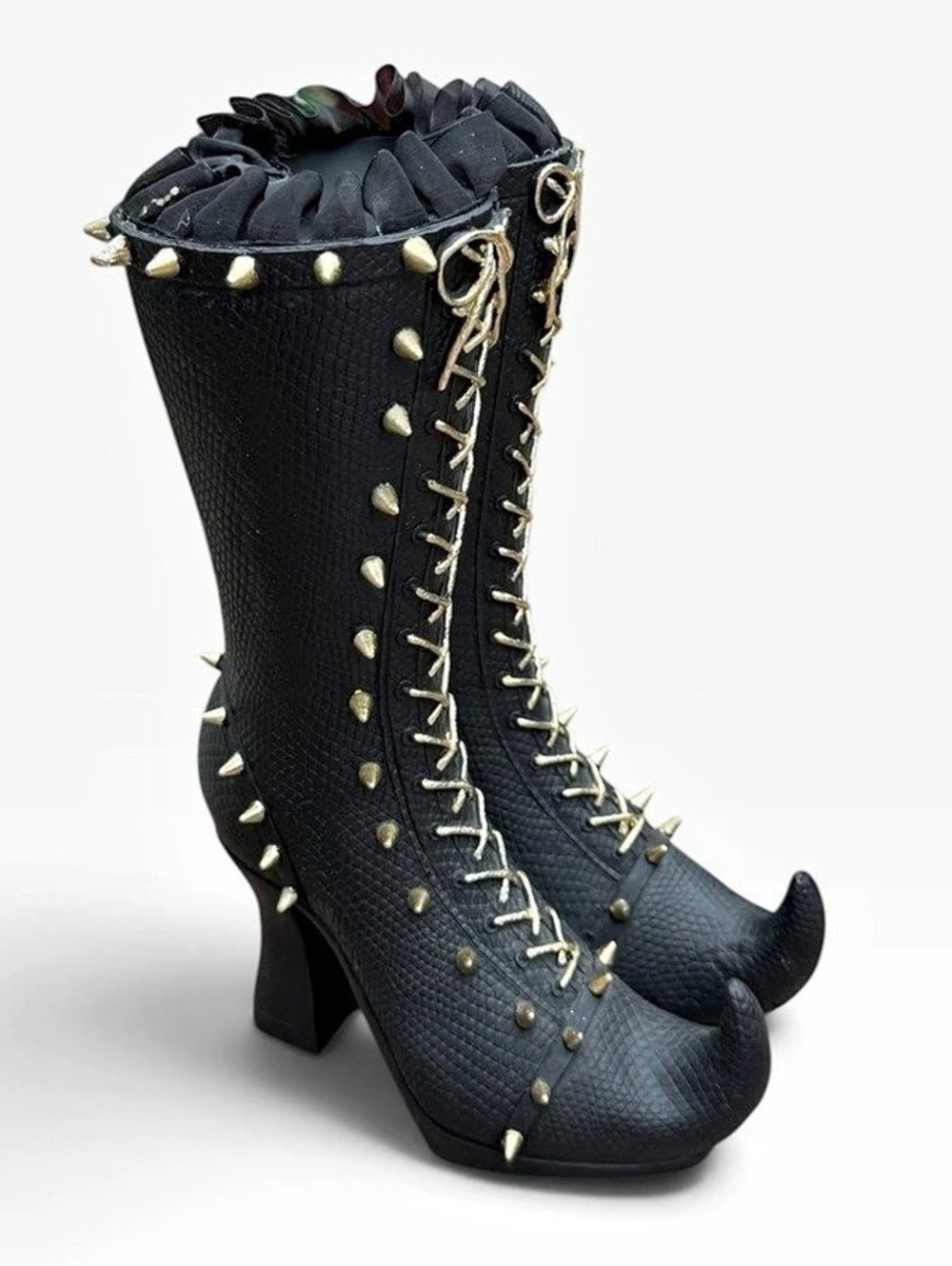 Bella lux Halloween decor Black Studded Boots sculpture NWT
